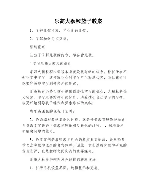 乐高大颗粒篮子教案