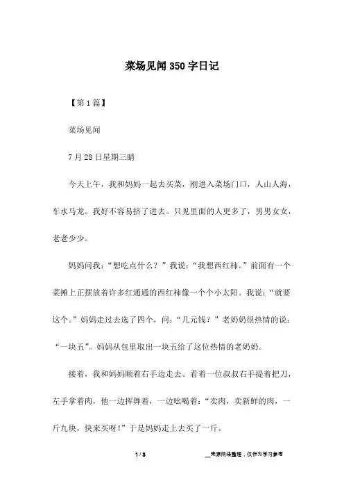 菜场见闻350字日记