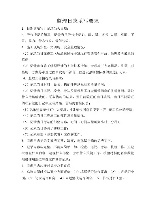 监理日志及填写要求