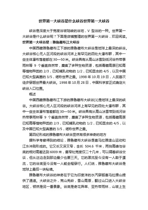 世界第一大峡谷是什么峡谷世界第一大峡谷