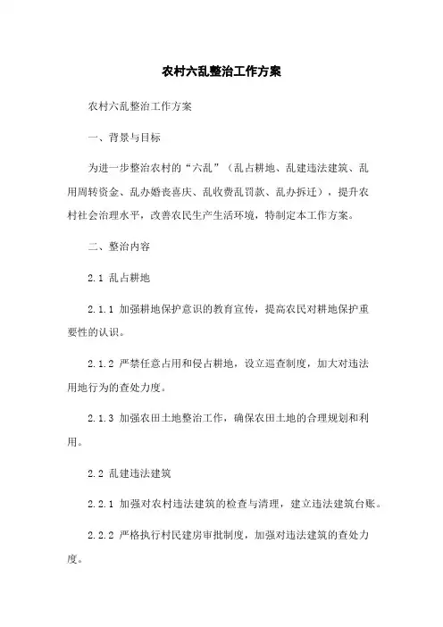 农村六乱整治工作方案