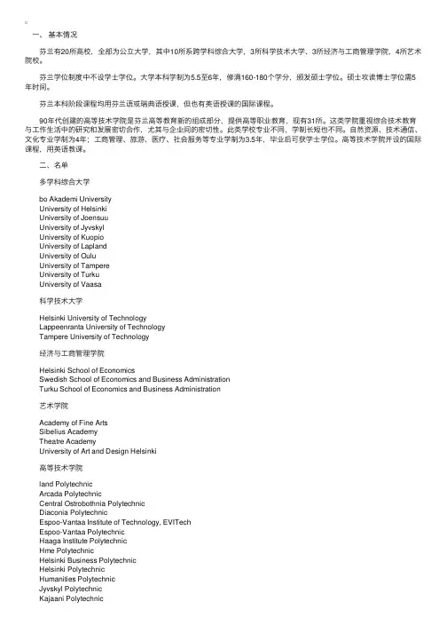 教育部认可的芬兰大学名单