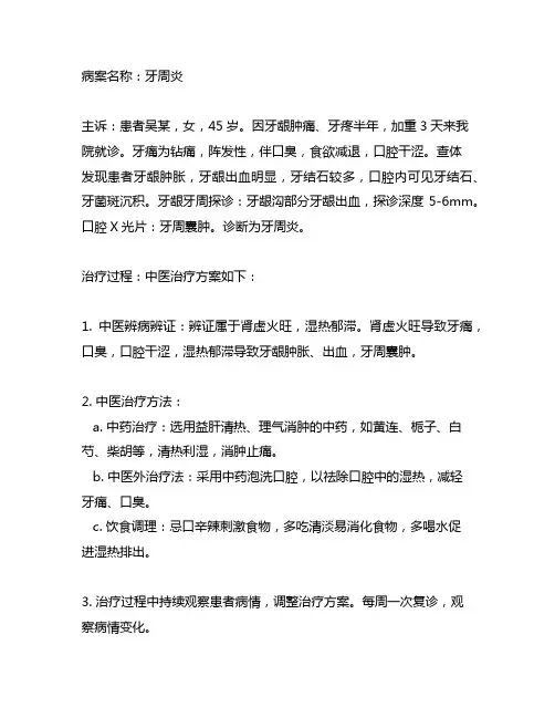 名中医治疗牙龈肿痛牙周炎中医病案