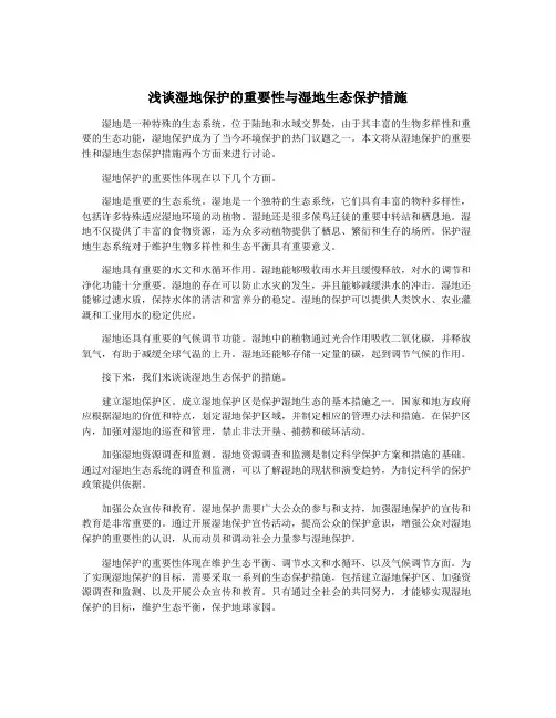 浅谈湿地保护的重要性与湿地生态保护措施