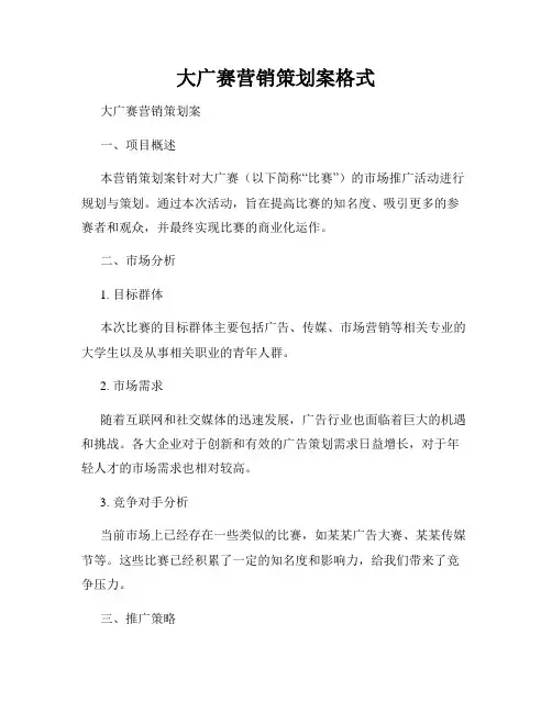大广赛营销策划案格式