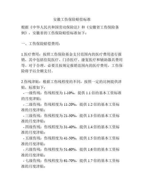 安徽工伤保险赔偿标准
