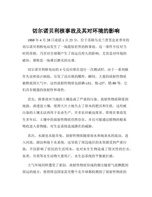 切尔诺贝利核事故及其对环境的影响