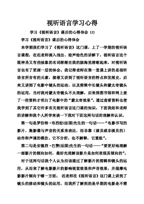 视听语言学习心得