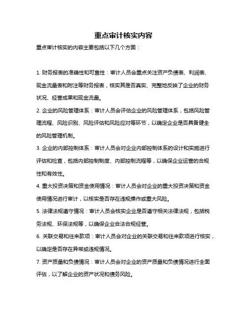 重点审计核实内容