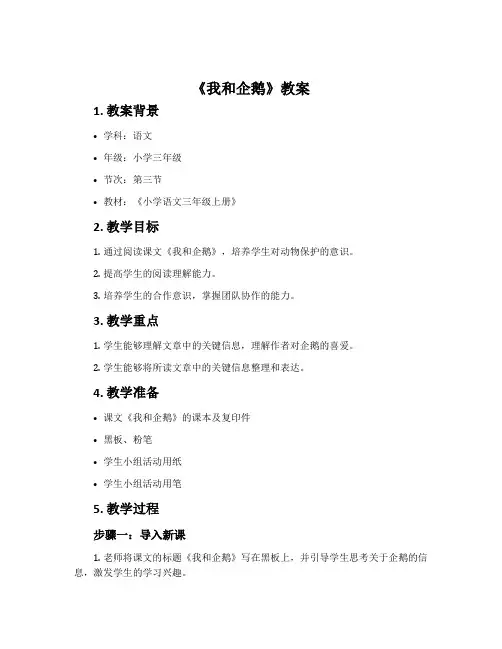 《我和企鹅》教案