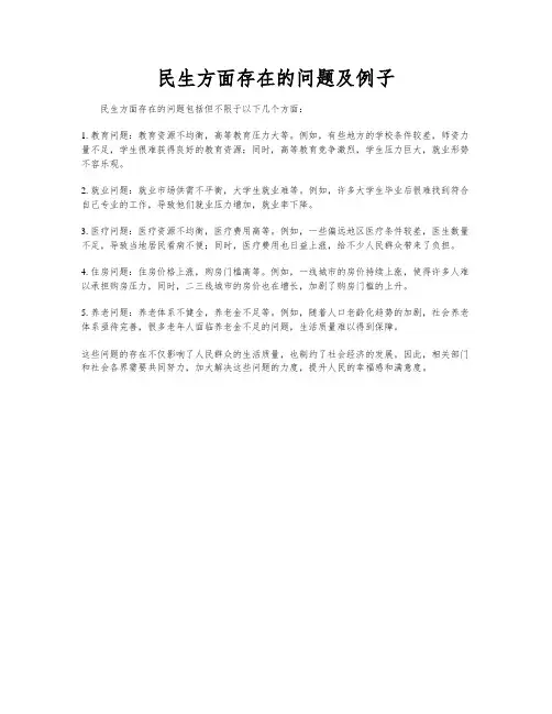 民生方面存在的问题及例子