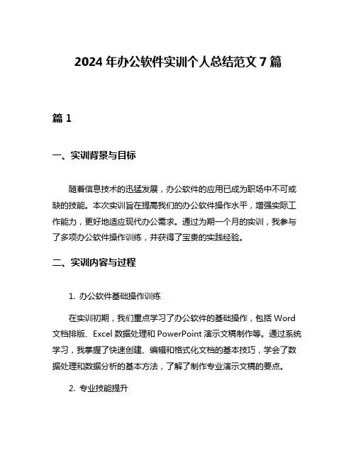 2024年办公软件实训个人总结范文7篇