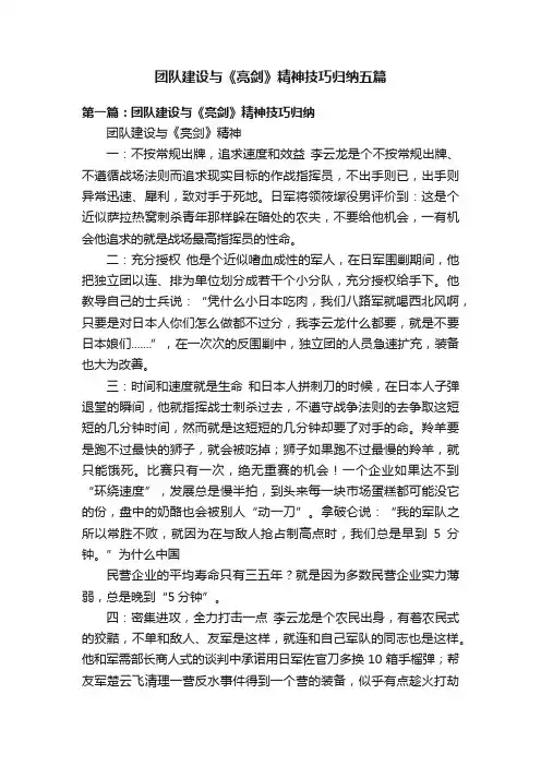 团队建设与《亮剑》精神技巧归纳五篇
