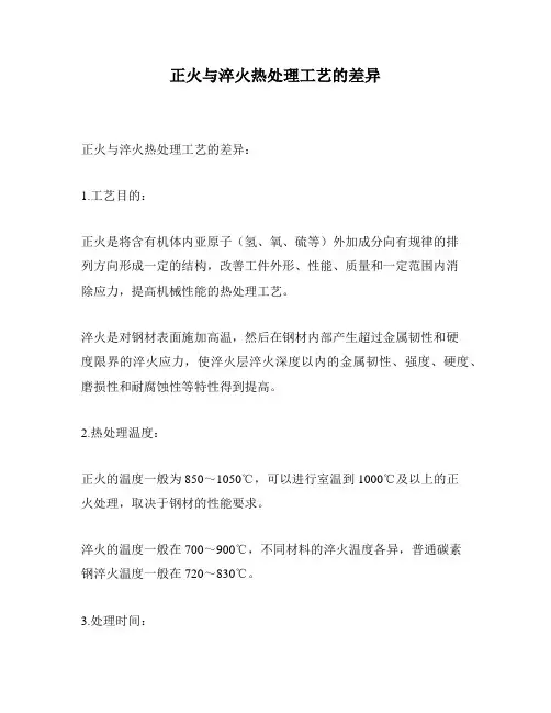 正火与淬火热处理工艺的差异
