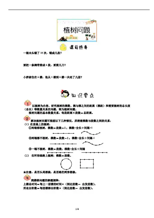 植树问题(三年级培优)学生版