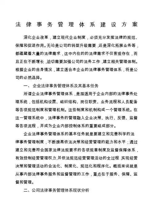 法律事务管理体系建设方案