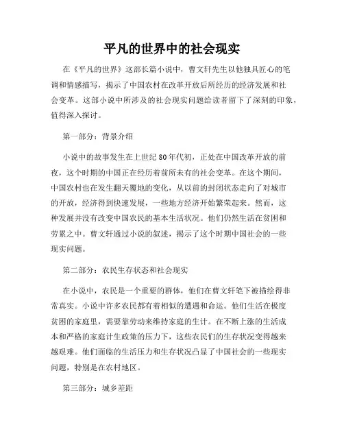 平凡的世界中的社会现实