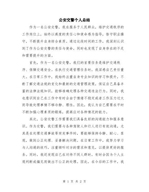 公安交警个人总结