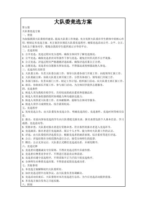 大队委竞选方案