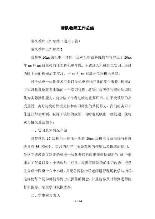 带队教师工作总结