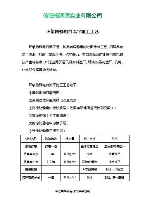 环氧防静电自流平施工工艺