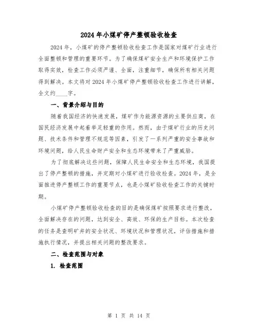 2024年小煤矿停产整顿验收检查(3篇)