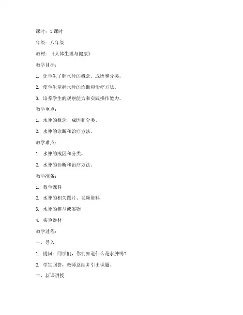 水肿教案模板范文