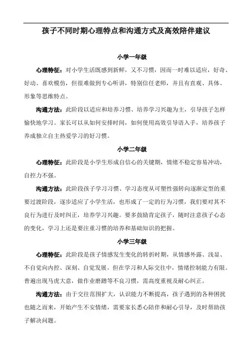 不同时期孩子心理特点和沟通方式及高效陪伴建议