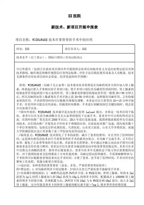 新技术新项目申请表(副高晋升)