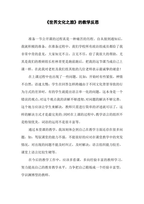 《世界文化之旅》的教学反思