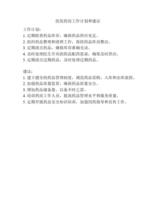 医院药房工作计划和建议