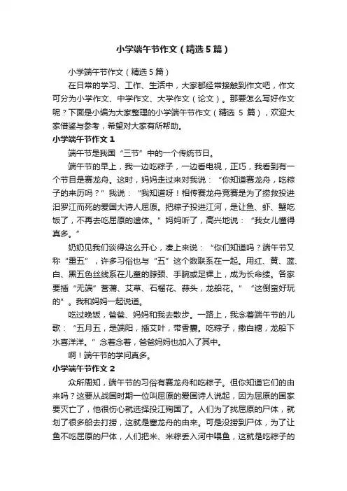 小学端午节作文（精选5篇）