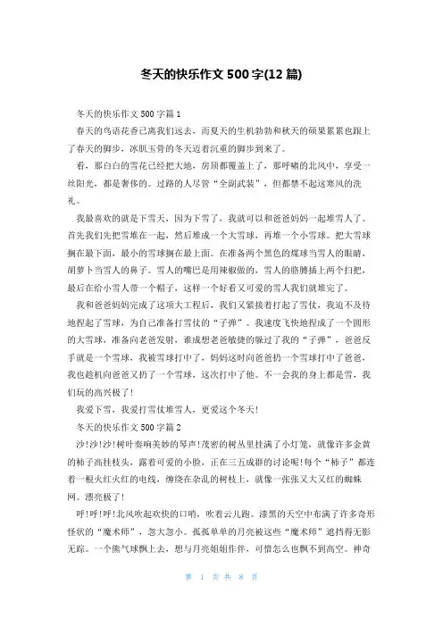冬天的快乐作文500字(12篇)