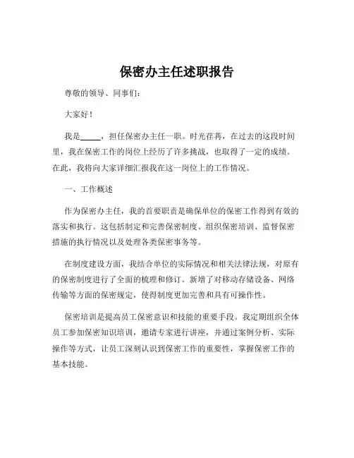 保密办主任述职报告