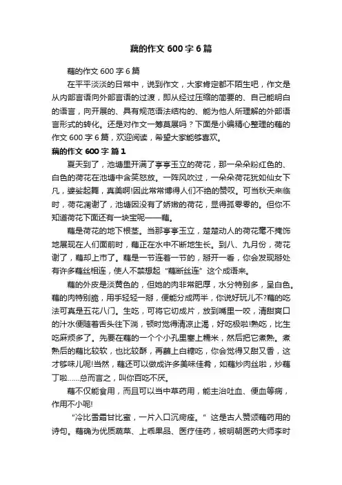 藕的作文600字6篇