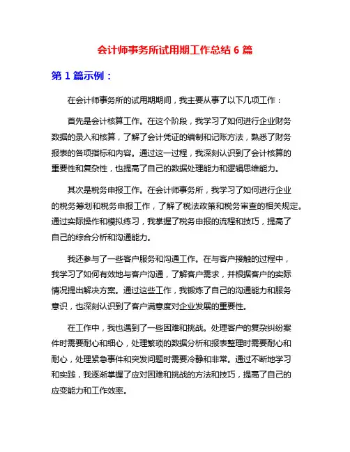 会计师事务所试用期工作总结6篇
