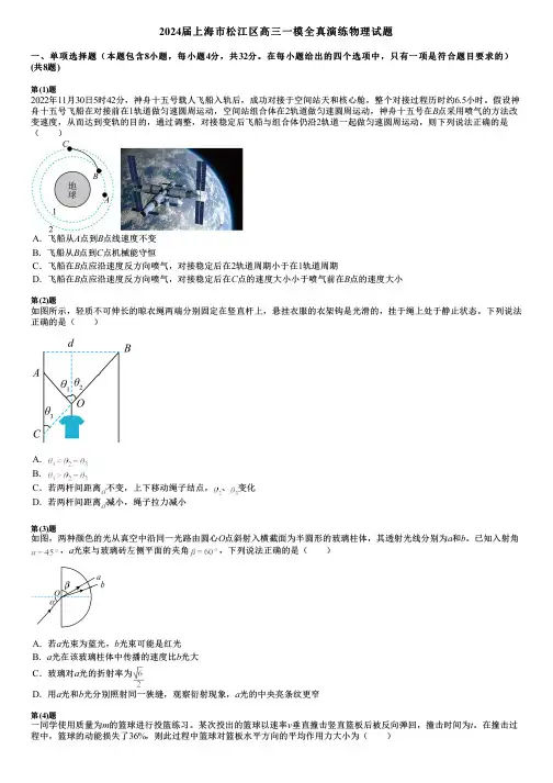 2024届上海市松江区高三一模全真演练物理试题