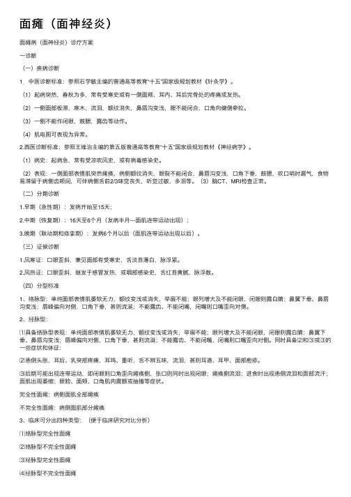 面瘫（面神经炎）