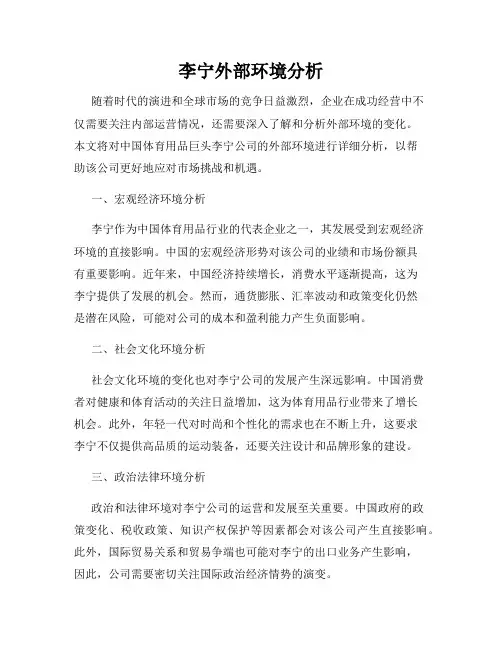 李宁外部环境分析