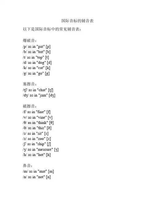 国际音标的辅音表