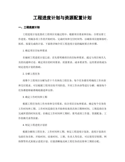 工程进度计划与资源配置计划