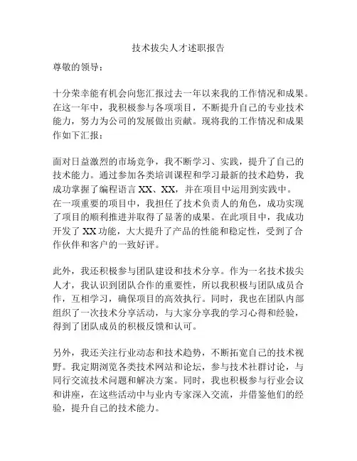 技术拔尖人才述职报告
