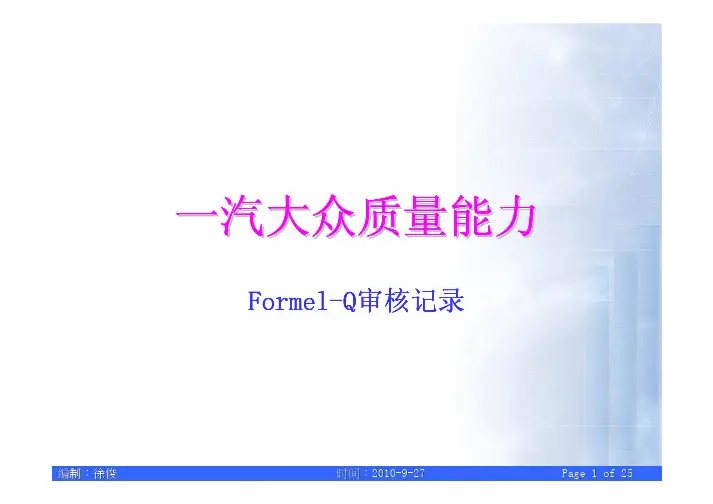 Formel-Q(第六版)审核要点