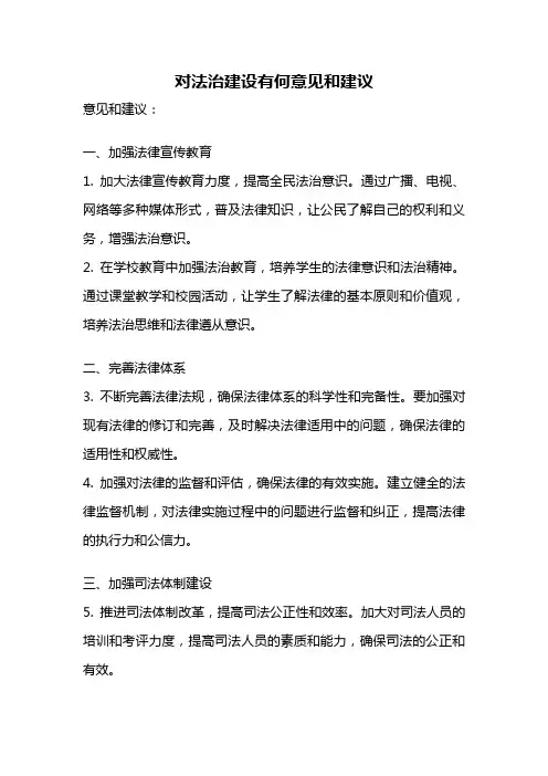 对法治建设有何意见和建议