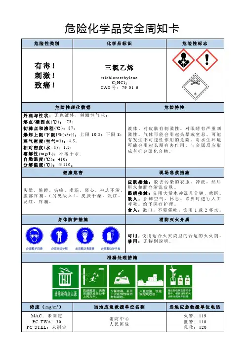 三氯乙烯-危险化学品安全周知卡