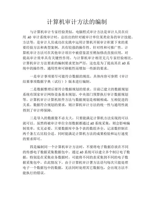 计算机审计方法的编制