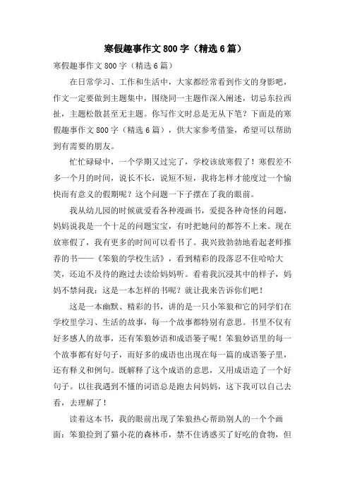 寒假趣事作文800字(6篇)