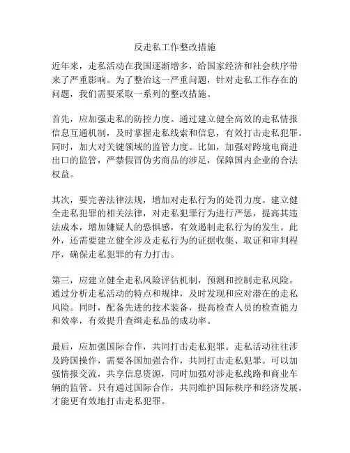 反走私工作整改措施