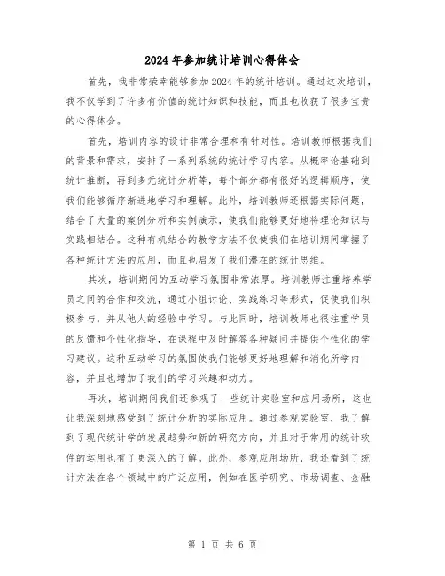 2024年参加统计培训心得体会(3篇)
