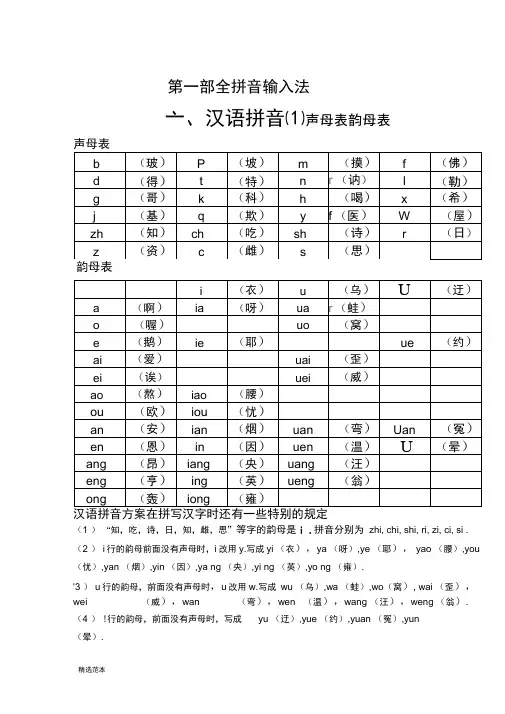 汉语拼音——声母-韵母全表